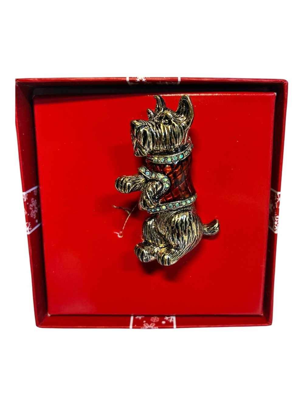 Vintage "Scottie" Dog Gold Tone Brooch with Rhinestones